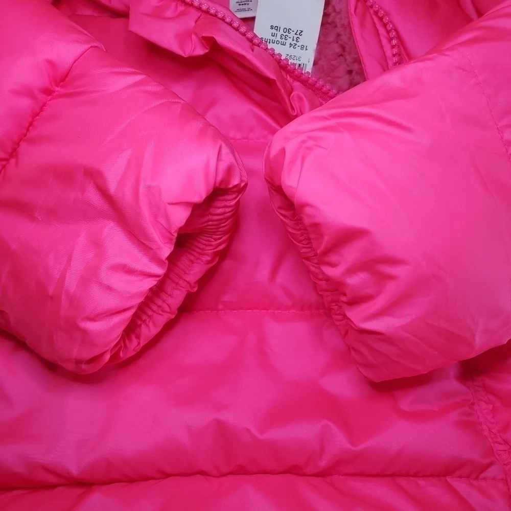 BabyGap Hot Pink Puffer ColdControl Max Kimono Jacket Sz 18-24M